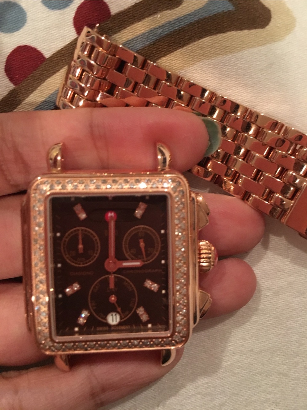 MICHELE DECO 18K Rose Gold-Plated Diamond Watch - Picture 4 of 14